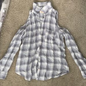 Check Shirt With Cut Out Shoulders